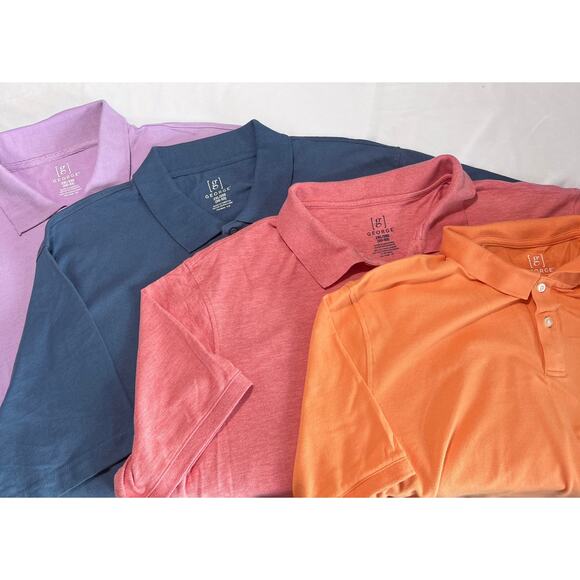 Lot of 4 George Men’s Polo Shirts 2XL 100% Cotton Assorted Colors - Picture 1 of 9